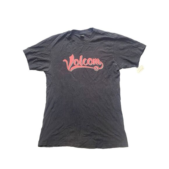 Volcom Shirt Adult Medium Black Script Logo Crewneck‎ Streetwear Skateboard Mens - Picture 1 of 9